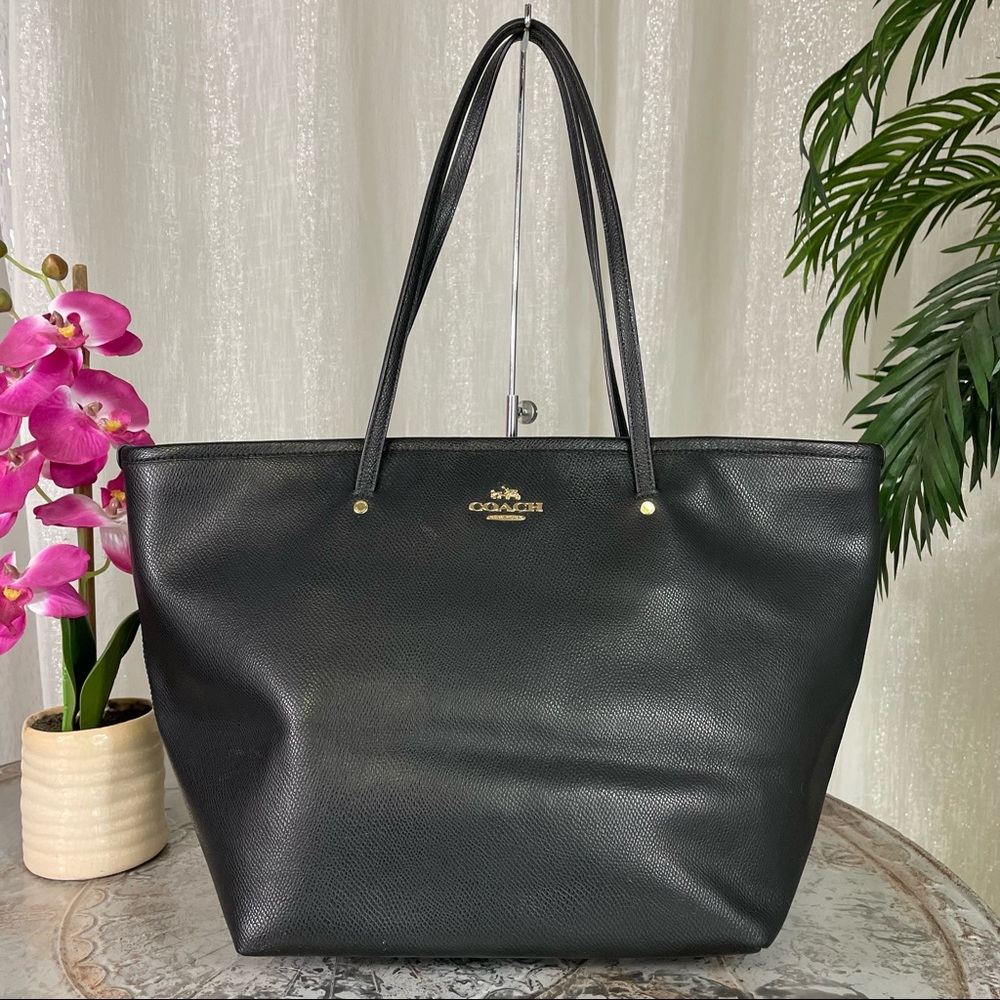 COACH STREET ZIP TOTE IN LEATHER F34103 LIGHT GOLD/BLACK